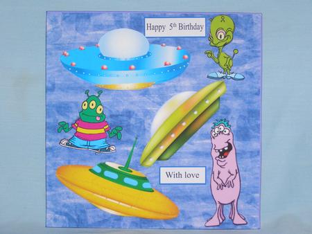 Happy Birthday Space Card Topper & Decoupage by Susan Smith