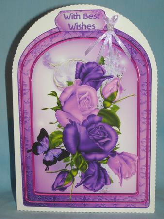 Purple Roses Arched Card by Susan Smith