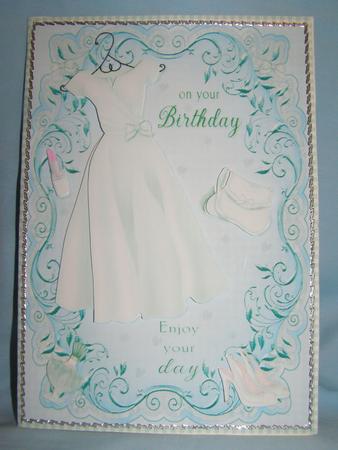 Birthday Glamour in Green Card Front and Decoupage by Susan Smith