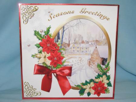 Snowy Village with Christmas Flowers by Susan Smith
