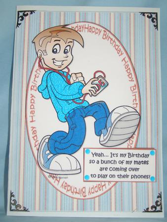 Teen Boy and His Phone Quick Card by Susan Smith