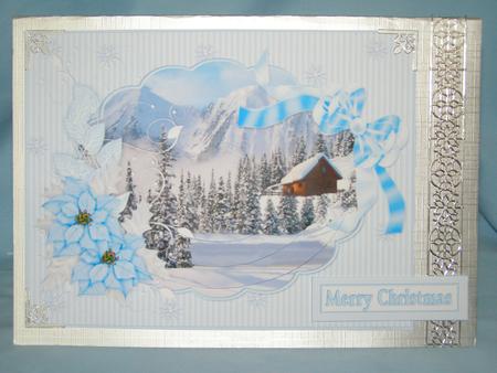 Snow Cabin Christmas Scene Oval Pyramid by Susan Smith