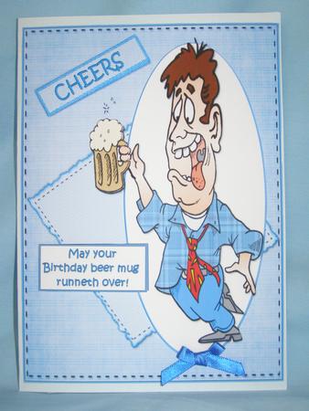 Joey and His Birthday Beer Quick Card by Susan Smith