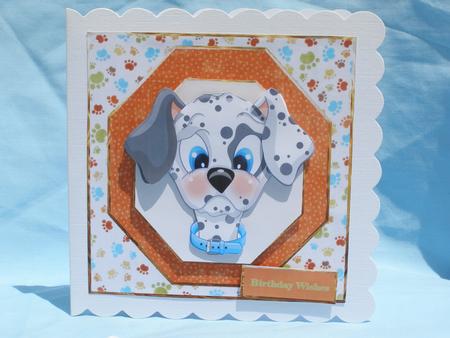 Dog with Spots Card Front with Topper and Sentiment Tags by Susan Smith