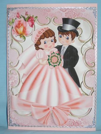 Wedding Couple in Scroll Frame with Roses by Susan Smith