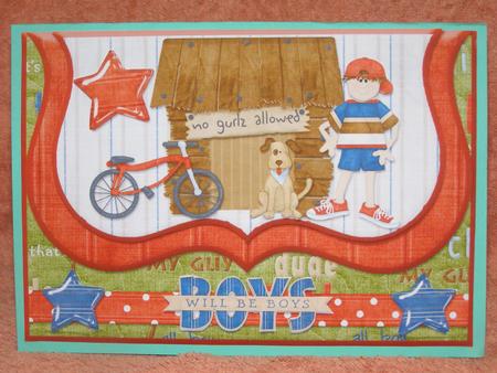 Boys Will Be Boys Bracket Mock Envelope Card Front by Susan Smith