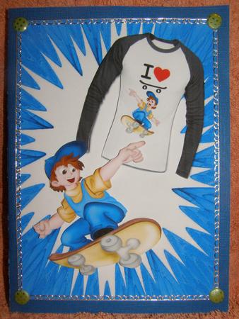 Cool Dude with T Shirt & Skateboarding by Susan Smith