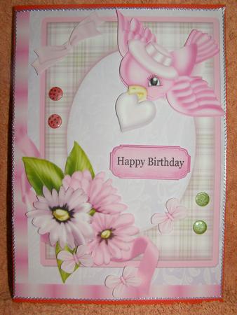 Beautiful Pink & Lilac Flowers & Little Pink Bird by Susan Smith