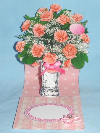 Carnation Vase Easel Card & Matching Envelope by Susan Smith