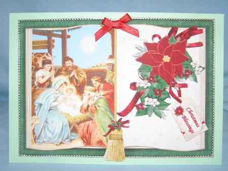 Christmas Nativity Open Book Topper with Decoupage by Susan Smith