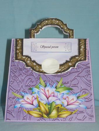 Handbag Card Purple Flowers by Susan Smith