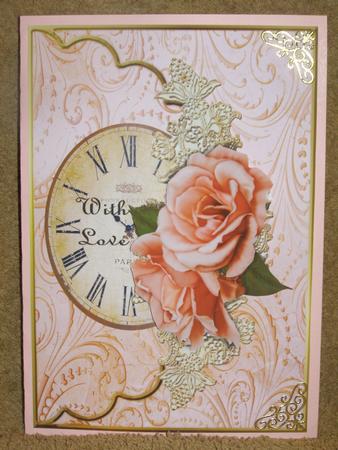 Envelop Antique Roses.lace and Clock by Susan Smith