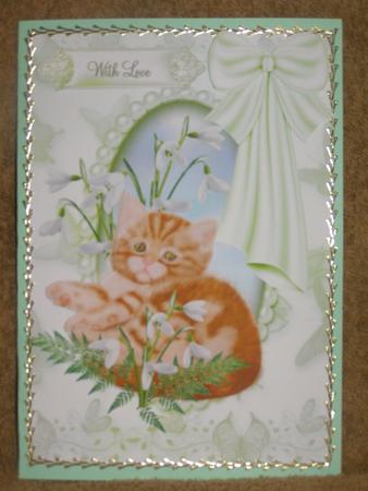 Kitty Among the Snowdrops Card Topper by Susan Smith