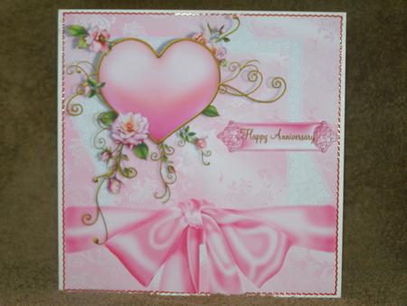 Pink Heart Lace and Ribbon Topper by Susan Smith