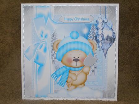 Shoveling Snow Ted Christmas Topper by Susan Smith