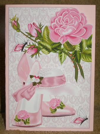 Corner Card Pink Roses & Shoes by Susan Smith