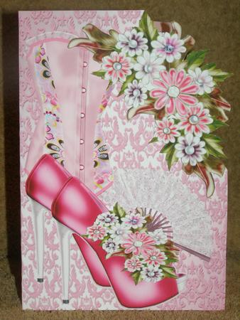 Corner Card Pink Flowers & Shoes by Susan Smith