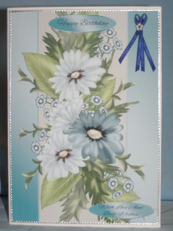 Dusky Blue Floral Birthday Card by Susan Smith