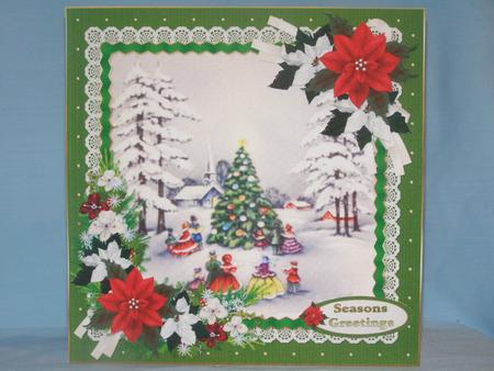 8x8 Traditional Vintage Christmas Scene Green by Susan Smith