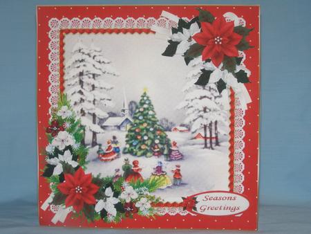 8x8 Traditional Vintage Christmas Scene Red by Susan Smith