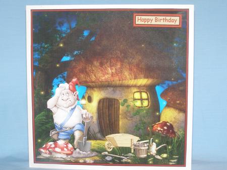 The Frustrated Gardener 8x8 Card Front with Decoupage by Susan Smith