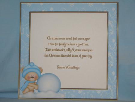 Christmas Bear in the Snow 8 x 8ins Insert by Susan Smith