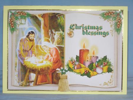 Vintage Nativity Book Topper with Decoupage Cream by Susan Smith