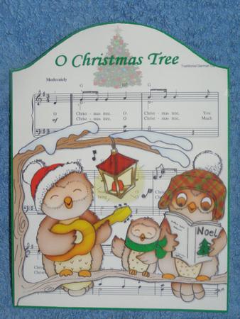 O Christmas Tree Shaped Topper with Decoupage and Tag by Susan Smith