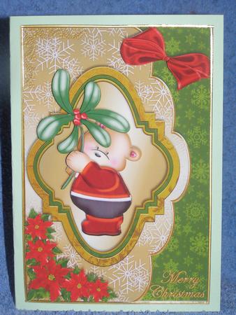 Mistletoe Bear Envelope Style Card Front by Susan Smith