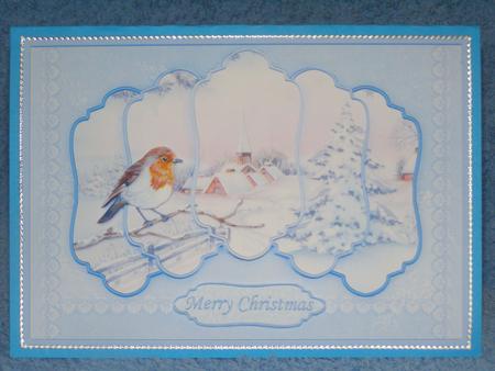 Christmas Robin & Village 5 Panel Quick Card by Susan Smith