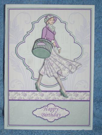 Vintage Shopping Lady in Lilac Topper & Decoupage by Susan Smith