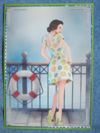 On the Boardwalk Vintage Card Front with Decoupage by Susan Smith