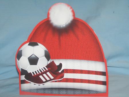 Football Hat Red and White Card Front 8 x 8 by Susan Smith