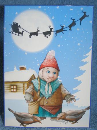 Little Gnome Feeding the Birds in the Snow by Susan Smith