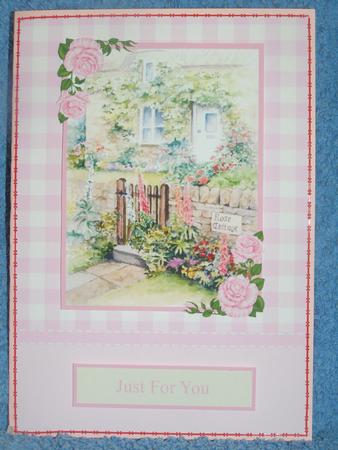 Rose Cottage Front Card with Decoupage by Susan Smith