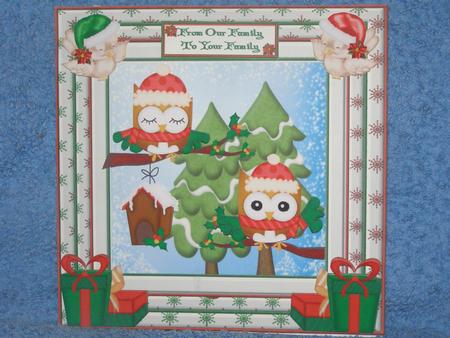Christmas Cosy Festive Owls 8 x 8ins Mini Kit by Susan Smith
