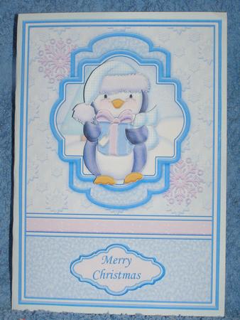 Penguin Gift Christmas A5 Card Topper & Decoupage by Susan Smith