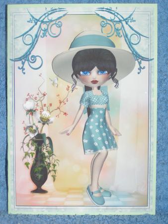 Thoroughly Modern Millie Green Card Front & Decoupage by Susan Smith