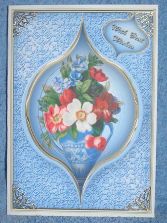 Vintage Vase of Flowers Pyramid Card Front by Susan Smith