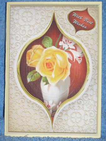Vintage Yellow Roses Pyramid Card Front by Susan Smith