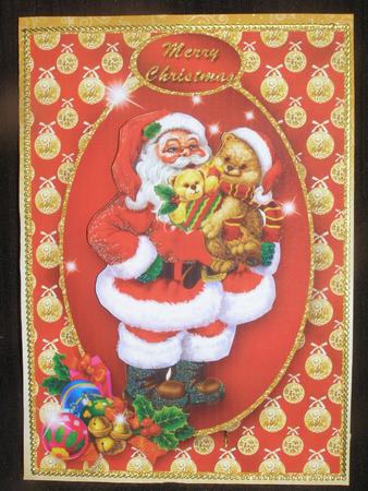 Santa Sparkle Decoupage Card Front by Susan Smith
