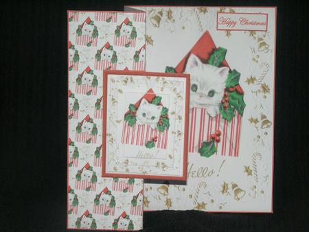 Christmas Kitten No Hole Fold Back Card by Susan Smith