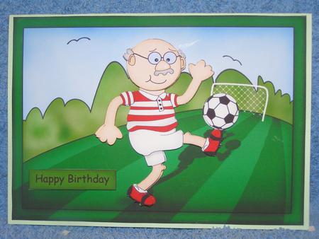 A5 Bert Plays Football Quick Card N 3D Decoupage by Susan Smith