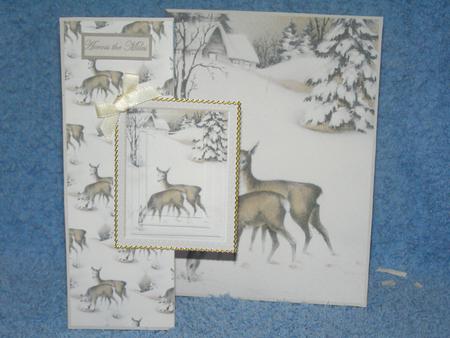 Deer in the Snow No Hole Fold Back Card by Susan Smith