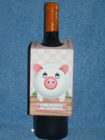 Wine/beer Bottle Gift Tag Piggin' Pink Pig by Susan Smith