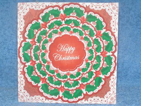 Red Holly Happy Christmas 3D Doily Card Mini Kit by Susan Smith