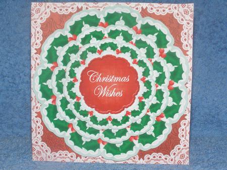 Green Holly Christmas Wishes 3D Doily Card Mini Kit by Susan Smith
