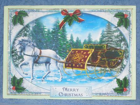 Gorgeous White Horse & Christmas Sleigh by Susan Smith