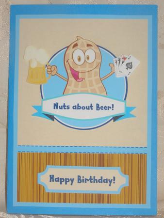 Nuts About Beer Decoupage Card by Susan Smith