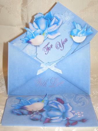 Blue Bird Mutation Envelope Easel by Susan Smith